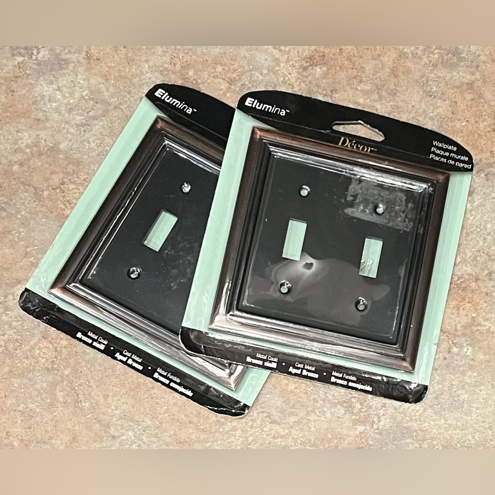 Set of Cast Metal Aged Bronze Wallplates by Elumina